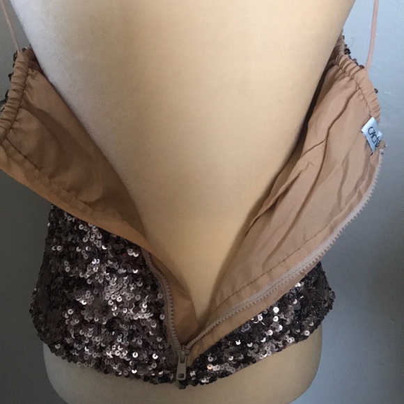 MINT  elegant Brown CACHE SPARKLY TOP Silk - Picture 8 of 8